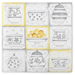 Sovie HORECA Serviette Cookie in grau aus Linclass® Airlaid 40 x 40 cm, 50 Stück - Karo Kaffee Tasse