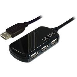LINDY 42781 USB-Hub 4 Port USB-A USB 2.0 480 MBit/s mit eingebautem Repeater Mehrfarbig Lindy USB 2.0 Active Extension Pro 4 Port Hub