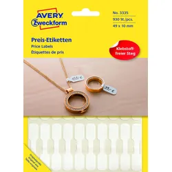 AVERY Zweckform Schmucketiketten 3335 weiß 49,0 x 10,0 mm