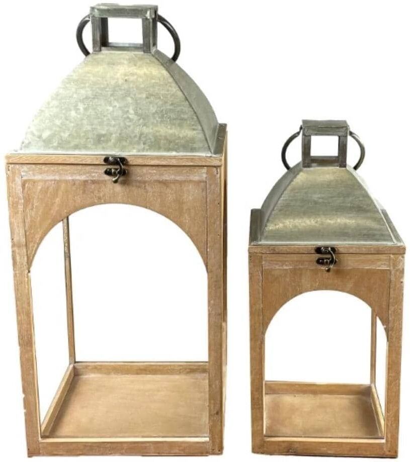 Kerzenlaterne "CHALET Braga 57 cm", beige (braun), B:26cm H:57cm T:26cm, Kiefer, Kerzenhalter, Kerzenlaterne braun B/H/T: 26cm x 57cm x 26cm