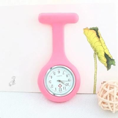 Uplifted Goods Silicone Nurse Pocket Watch Simple Fashionable & Portable pink