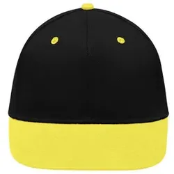Flat Peak Cap MB6581, schwarz/sonnen-gelb, Einheitsgröße - schwarz