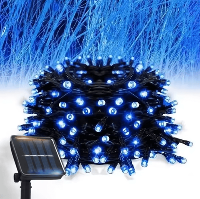 Inspire Curations Outdoors Solar LED Fairy String Lights With 8 Lighting Modes blue 32m 300led