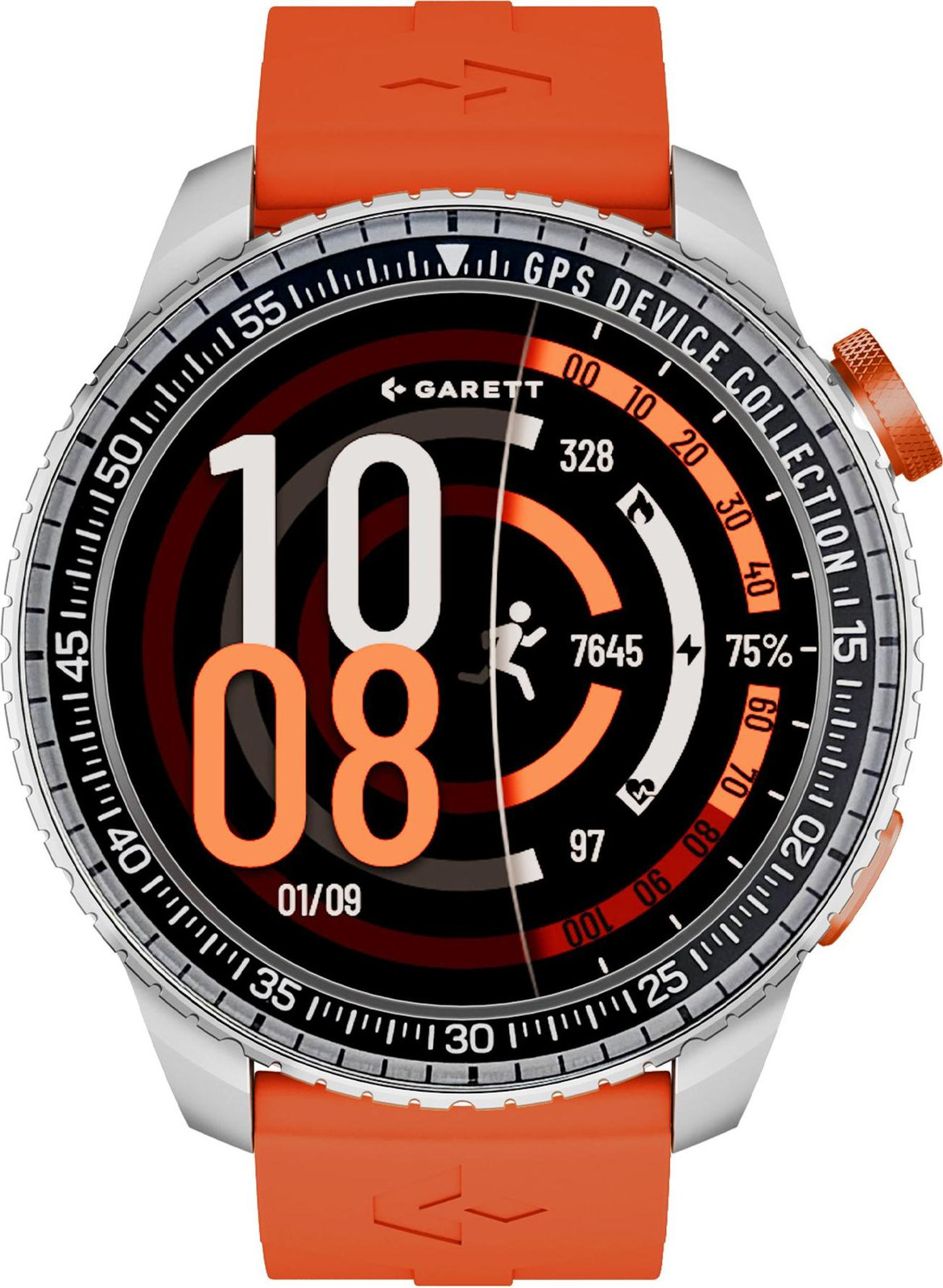 Garrett Compass GPS smartwatch Garett Electronics zilverkleurig