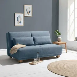 Klappcouch in Blau Stoff Made in Germany