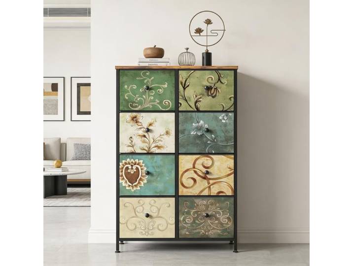 Commode en Tissu à 8 Tiroirs Commode pour Chambre à Coucher Meuble de Tiroirs pour Placard Salon Chambre D'Enfant ou Couloir