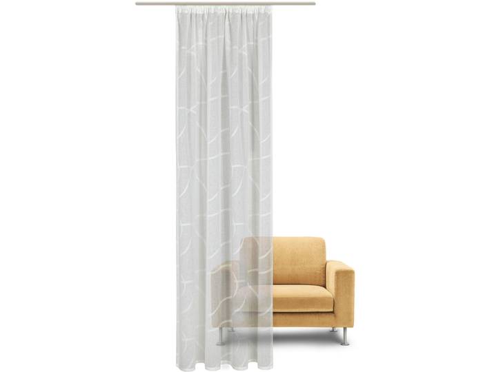 Gardine GERSTER Rika Gr. 1, weiß (sanftes weiß), B:140cm H:245cm, Wirkware, Polyester, Gardinen, Gardine, Fertigschal Scherli wirrwarr - nature line