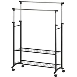 Rollgarderobe  Annabell , schwarz , Kunststoff,Metall , Maße (cm): B: 100 H: 120 T: 43.0