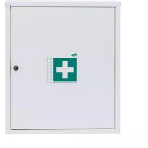 Wero Verbandschrank MaxiTrio 400, hängend, DIN 13157, für Betriebe, abschließbar, weiß, aus Stahl, 49 x 42,5 cm