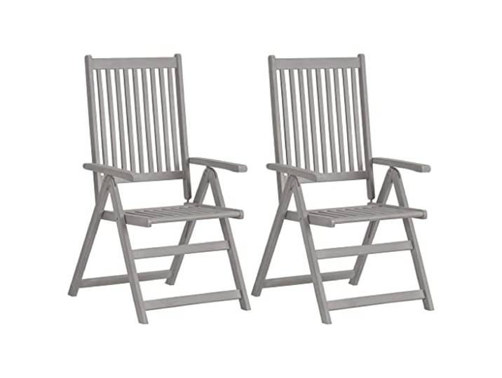 GFEROMRF Akazienholz Hochlehner 4er Set Outdoor Armlehnstühle Grau 5 Stufen verstellbar, mit Auflagen, Massivholz, belastbar bis 110 kg