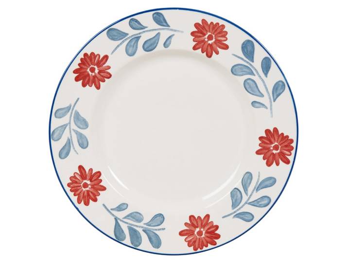 Teller aus Keramik, weiß und blau