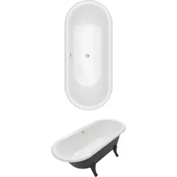 Villeroy & Boch Badewanne „Hommage“ freistehend oval 177,1 × 77,1 cm, Mittelablauf in Stone White / Colour On Demand