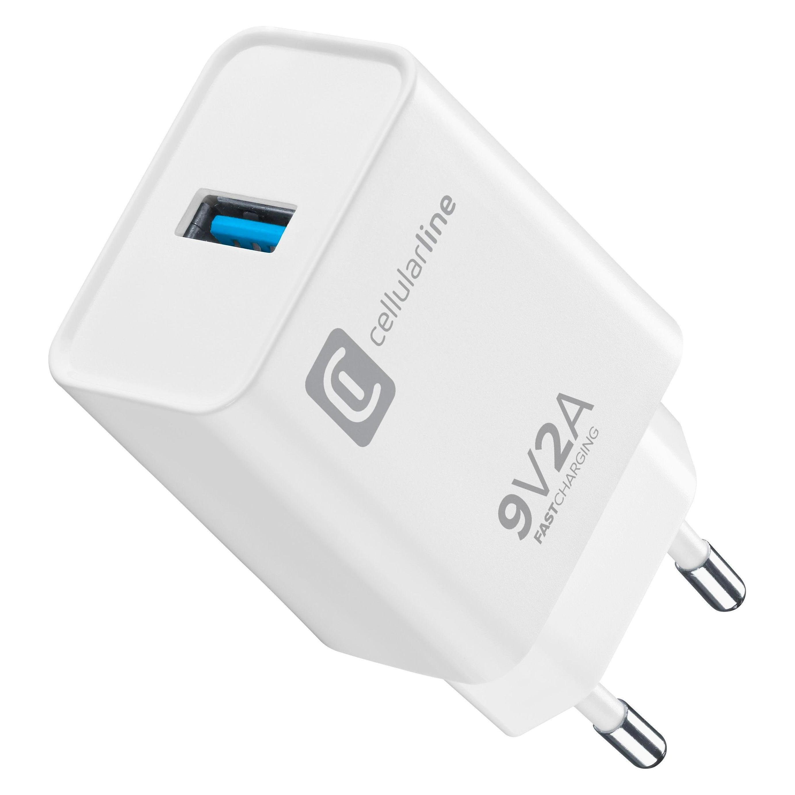 Cellularline USB Charger (18 W, 1 Port) (ACHHUUSBQCK)