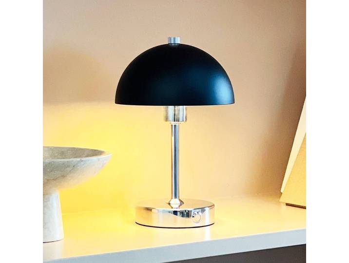 Dyberg Larsen Designer Tischlampe Malmö, dimmbar, chrom / silber, für Wohn- / Esszimmer, Metall, Design, Tischlampe