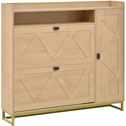 SCHUHSCHRANK mit klappdeckel in natur mit metallgestell, 2 kipper & seitenschrank