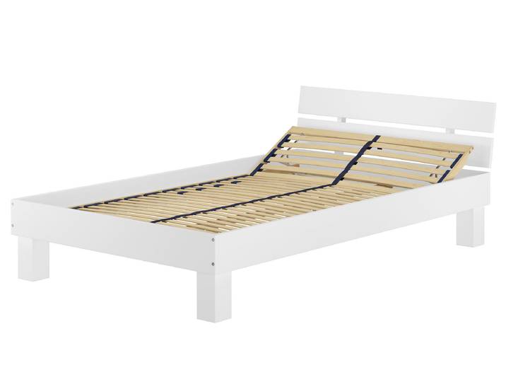 Breiteres Einzelbett Buche Massiv Waschweiß Überlang 120 x 220 cm