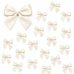 Creativery 20 Satinschleifen 30x25mm Kleine Geschenkschleifen Dekoschleifen Aufnäher Champagner