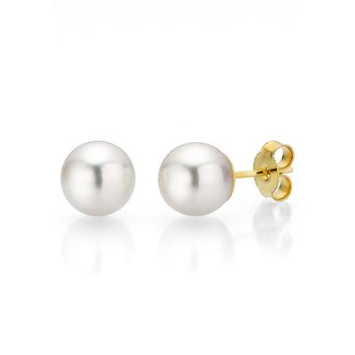 Paar Ohrstecker FIRETTI "Schmuck Geschenk Gold 375 Ohrschmuck Perle verschiedene Größen" Gr. 8, gold (gelbgoldfarben, weiß), Ohrringe, Damen, 8, Gelbgold 375 Perlen, Gelbgold 375, Perlen, Made in Germany - mit Süßwasserzuchtperle
