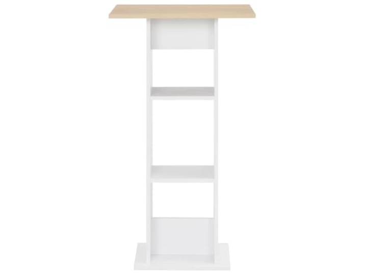 Bartisch Weiß und Sonoma-Eiche 60x60x110 cm Holzwerkstoff,robust,stabil,leicht zu reinigen,Ablagen unter der Tischplatte,leicht zu montieren
