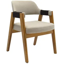 BIG Möbel GmbH Restaurantstuhl Elva | Massivholz Walnuss | Mit Armlehnen | Beige Gastro Stuhl
