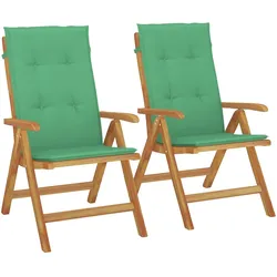 vidaXL Gartenstühle mit Kissen 2 Stk. Massivholz Teak