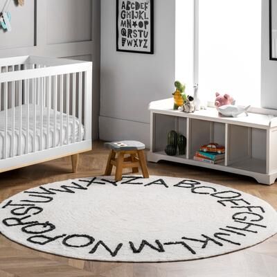 Nuloom Alphabet SpinClean Washable Round Rug