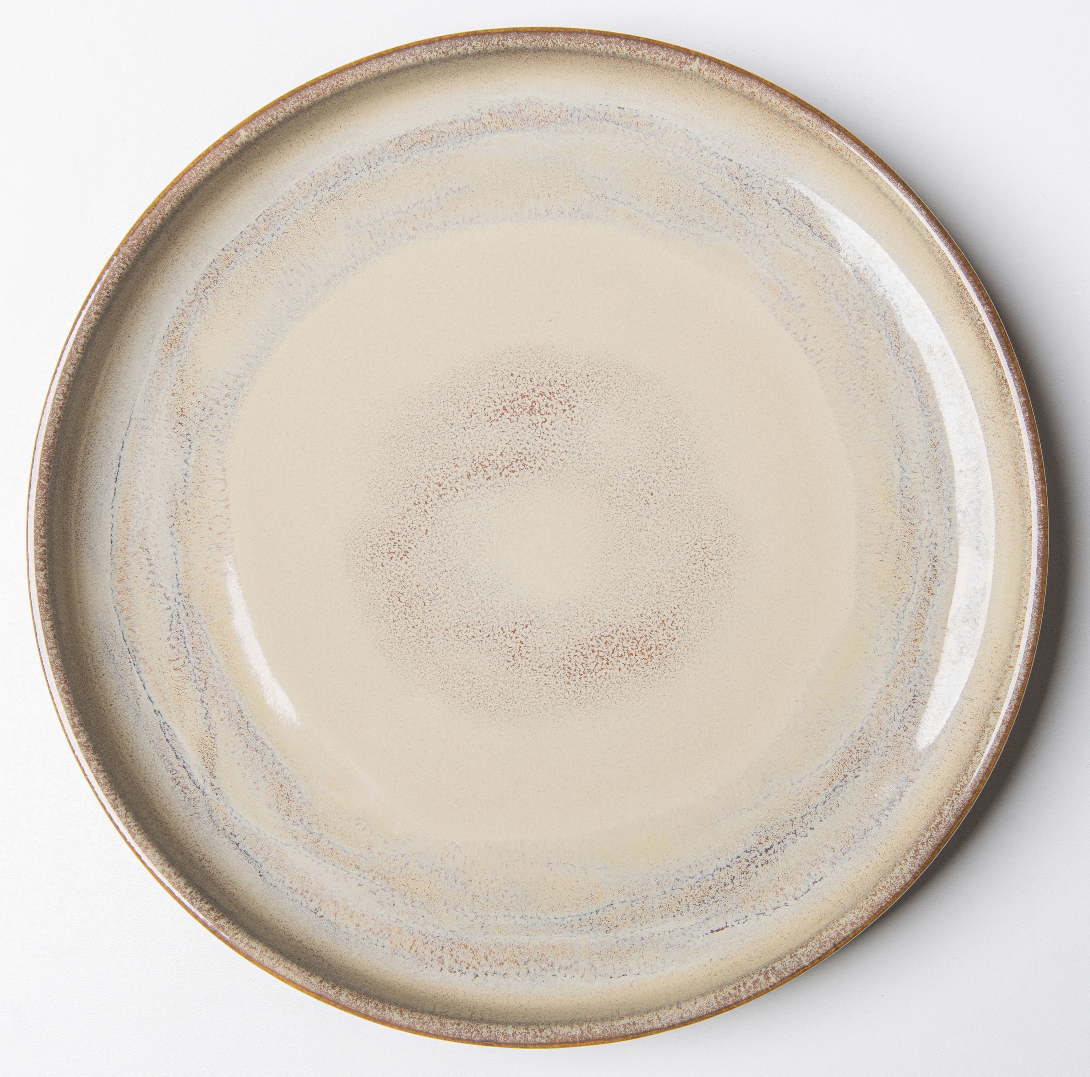 Speiseteller GIPFELSTÜCK "Teller Set, Nebelwald", beige, B:28cm Ø:28cm, Steinzeug, Speiseteller, Speiseteller, Scandi-Style, glänzende Reaktivglasur, jedes Stück ein Unikat