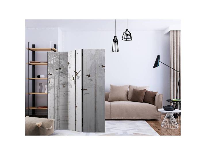Paravent Birds on Boards Polaire Gris 135 x 172 x 3cm 3 éléments