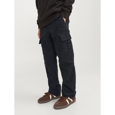Cargohose JACK & JONES JUNIOR "JPSTKANE praktisch, pflegeleicht, lässig", Jungen, Gr. 146, N-Gr, schwarz, Web, Obermaterial: 100% Baumwolle, unifarben, relaxed fit knöchellang, Hosen Cargohose, unifarben, modisch, relaxed fit, Web