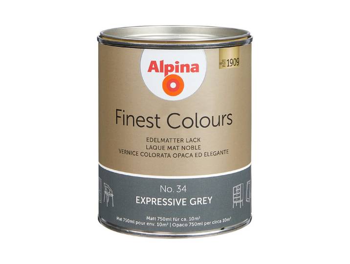 Alpina Lack Finest Colours Expressive Grey 0.75 l Matt