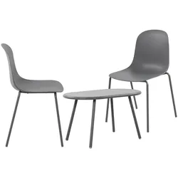 CLP 2er Sitzgruppe Veldin I Garten-Set 2x Stuhl stapelbar und 1x Tisch I Outdoor-Set wetterfest und UV-beständig I Gartenmöbel