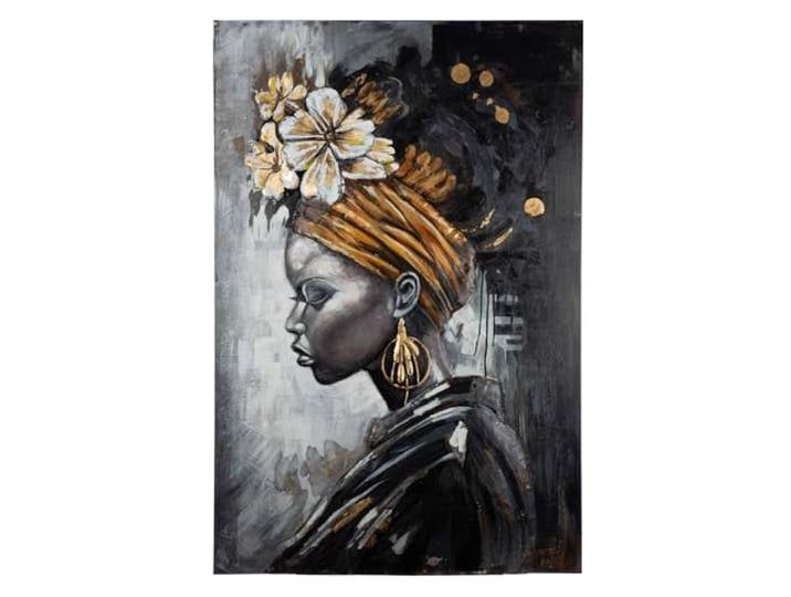 GILDE Tableau Beauty in Black - Métal - Motif femme - Rectangulaire - Structuré - Noir - Hauteur 120 cm x largeur 80 cm