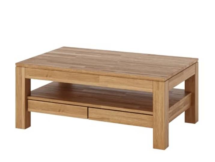 EDELHOLZ Wohnzimmertisch Eiche Massiv 110x70 cm mit 2 Schubladen