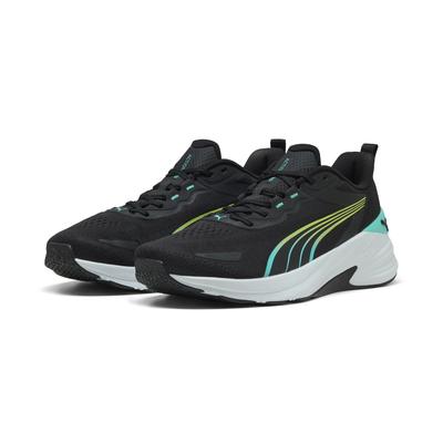 Trainingsschuh PUMA "Action Pro Trainingsschuhe Erwachsene", Damen, Gr. 45, schwarz (schwarz, weiß intense mint sunny lime grün), Obermaterial: Synthetik, Textil. Futter: Textil. Innensohle: Textil. Laufsohle: Gummi, Schuhe