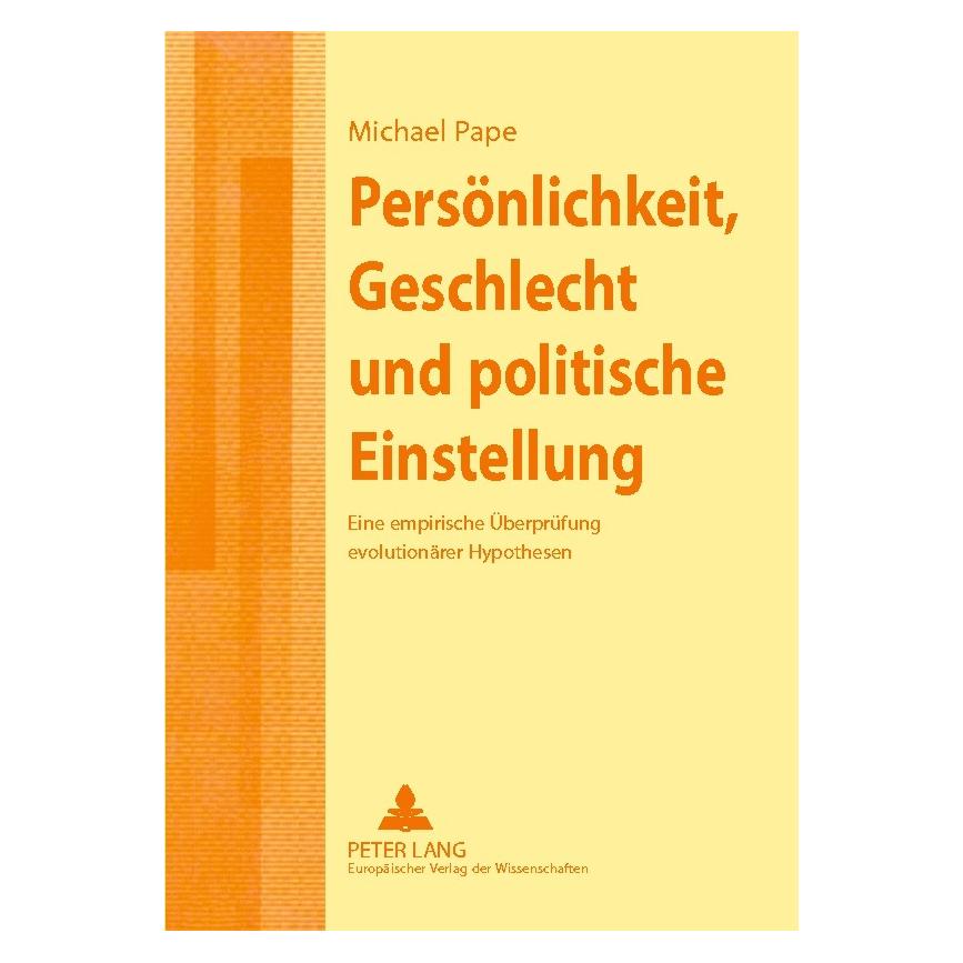 Peter Lang Persönlichkeit, Geschlecht und politische Einstellung (Deutsch, Michael Pape) (7268158)