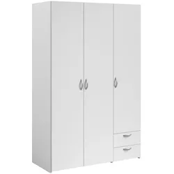 KLEIDERSCHRANK weiß 120 cm 3-türig, Drehtürenschrank