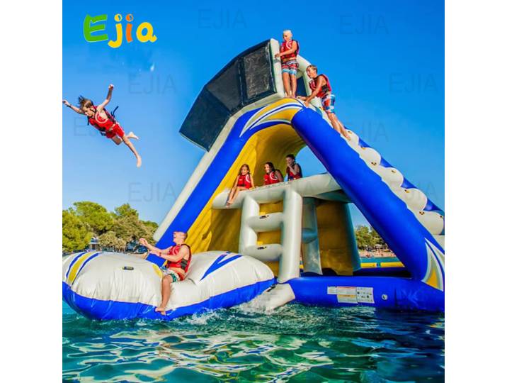 Grand parc aquatique flottant gonflable pour adultes et enfants, toboggan triangulaire, mer et lac, 7m