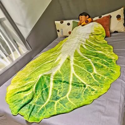 Perfect Picks Market Creative Cabbage Blanket Soft Flannel Novelty Throw For Cozy Sofa Comfort light Green l