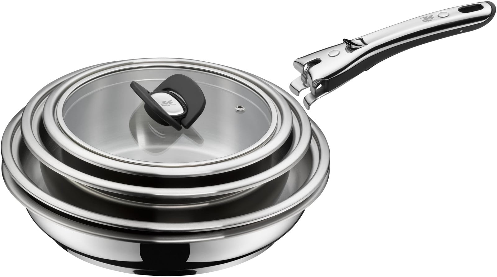 WMF Click&Serve koekenpan met antiaanbaklaag, 28 cm, roestvrij staal/zwart