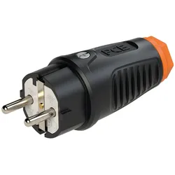 Schutzkontaktstecker Gummi (schwarz/orange)