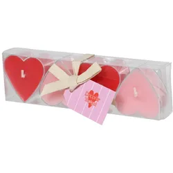 Decoris 4 Teelichter Kerzen Paraffin 2x4cm Herzen Tischkerzen Dekokerzen Herz Teelicht Hochzeit Valentinstag Muttertag Tischdeko Hochzeitsdeko Rot Rosa