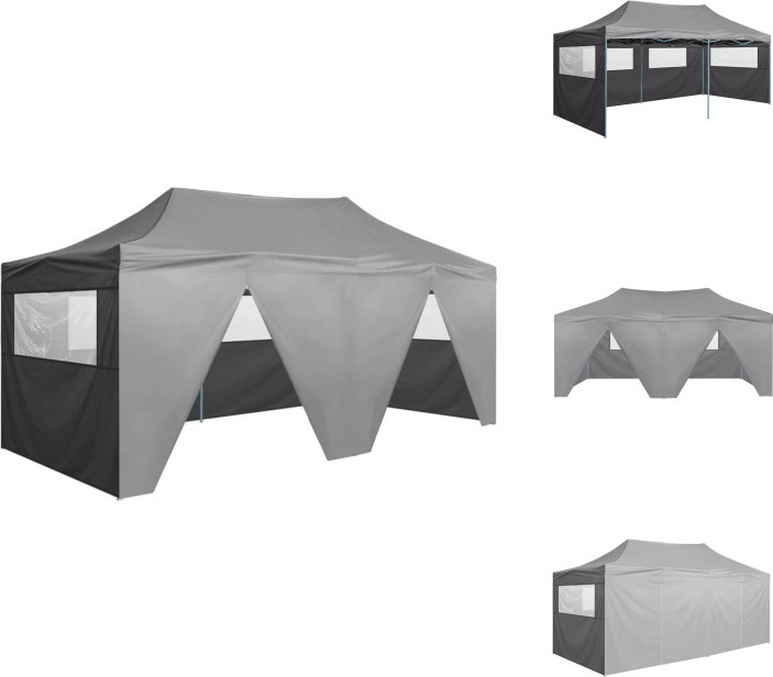 vidaXL Profi-Partyzelt Faltbar mit 4 Seitenwänden 3×6m Stahl Anthrazit - Pavillons & Partyzelte