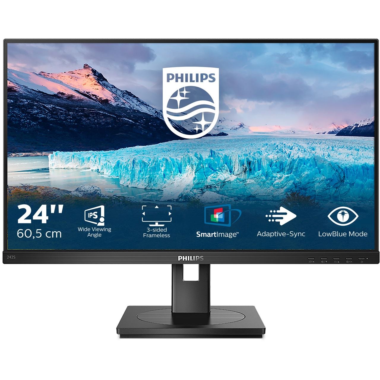 23,8" (60,47cm) Philips S-Line 242S1AE schwarz 1920x1080 1x DisplayPort 1.2 / 1xHDMI 1.4 / 1xDVI / 1xVGA
