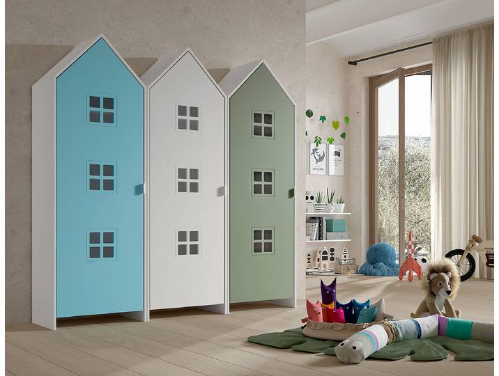 Kleiderschrank Casami Bruges 3-teilig 173 x 171 x 37cm Multicolor/Hellblau/Weiß