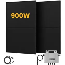 EcoFlow Balkonkraftwerk Set, 890/1000Wp Bifaziale Solarmodule, 800W Wechselrichter, Powerness - 2 x 500Wp Bifaziale Full Black(Als Solaranlage anzumelden) / mit Stream AC pro 1920Wh & Smart Meter / Selbstabholung