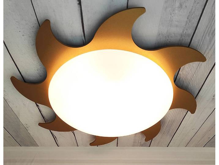 Deckenleuchte Sonne Gold Holzwerkstoff, lackiert Polycarbonat 53 x 10 x 53cm