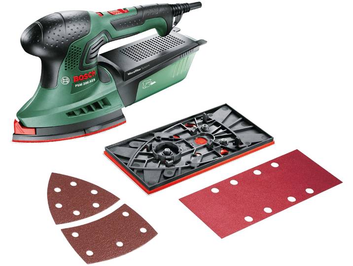 Multischleifer BOSCH HOME & GARDEN PSM 200 AES , grün (grün, schwarz), Schleifmaschinen, Multischleifer