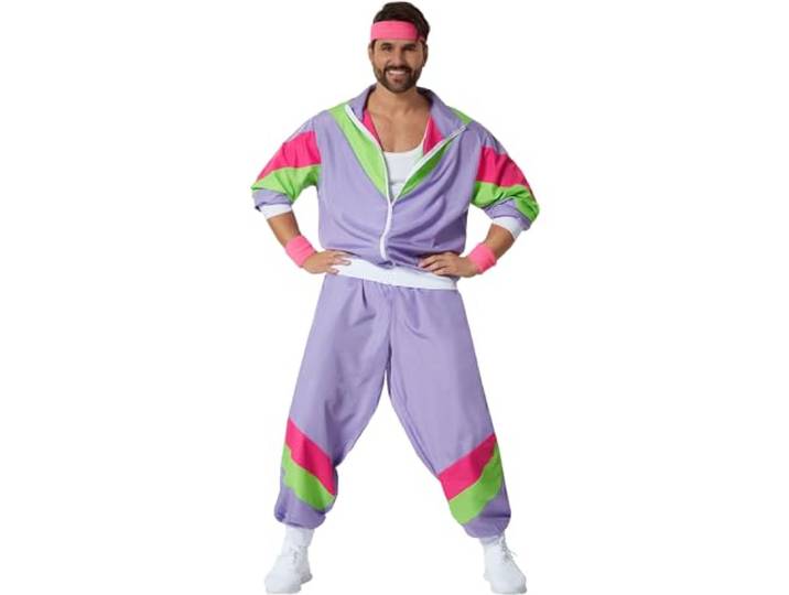 Dressforfun herenkostuum retro 80er 90er jaren joggingpakretro 80er 90er jaren joggingpak - Lila L