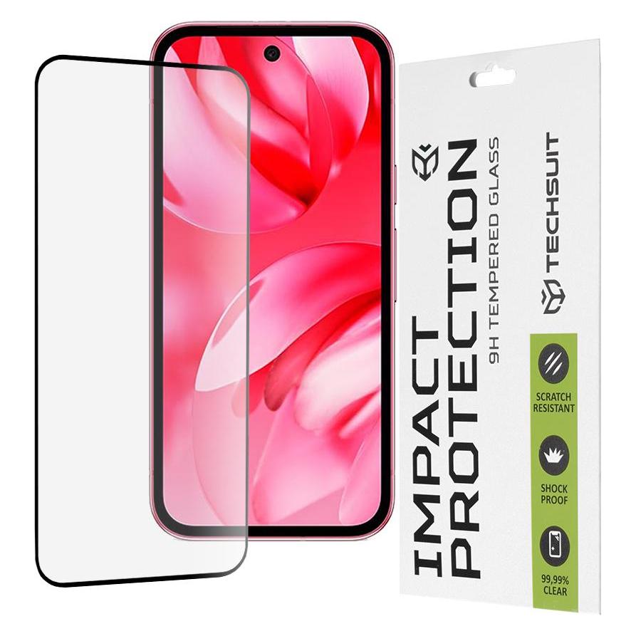 Techsuit - 111D Full Cover / Full Glue Glass - Google Pixel 9a - Black (Google Pixel 9a) (56363684)