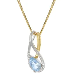 trendor 21199 Damen Gold-Anhänger 333 Bicolor Blautopas mit vergoldeter Kette, 45 cm